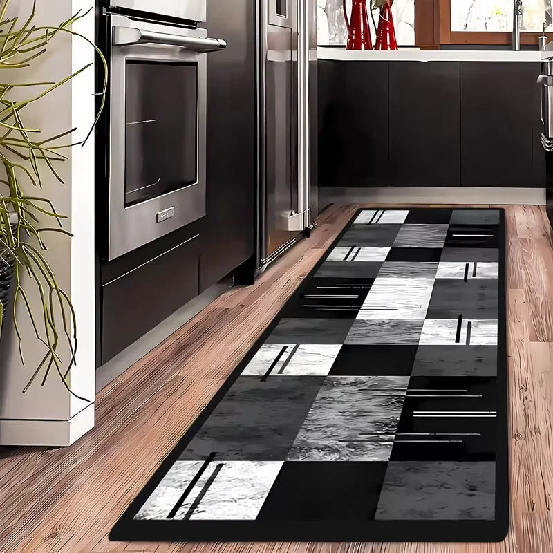 tapis moderne noir blanc gris carreaux marbre rayures salon chambre extérieur commercialisation