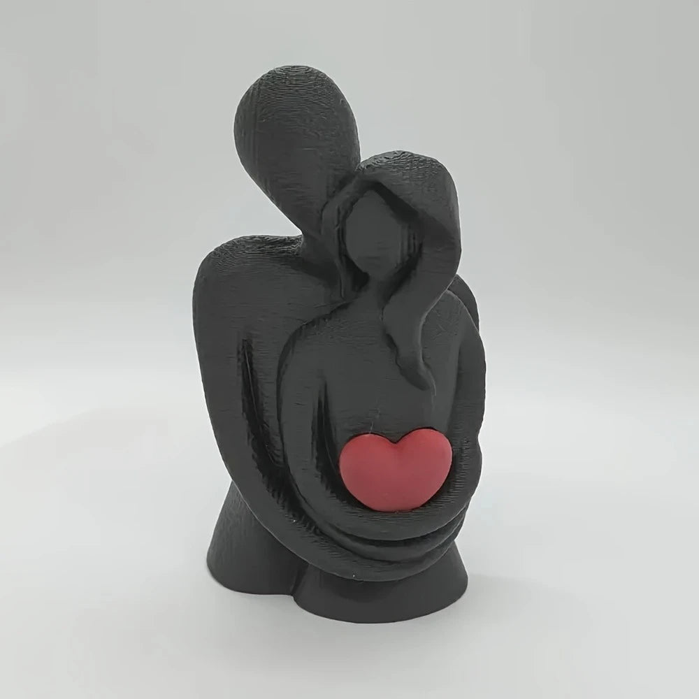 figurines decoratives couple abstrait minimaliste noir blanc rouge texture granuleuse erotique deco chambre