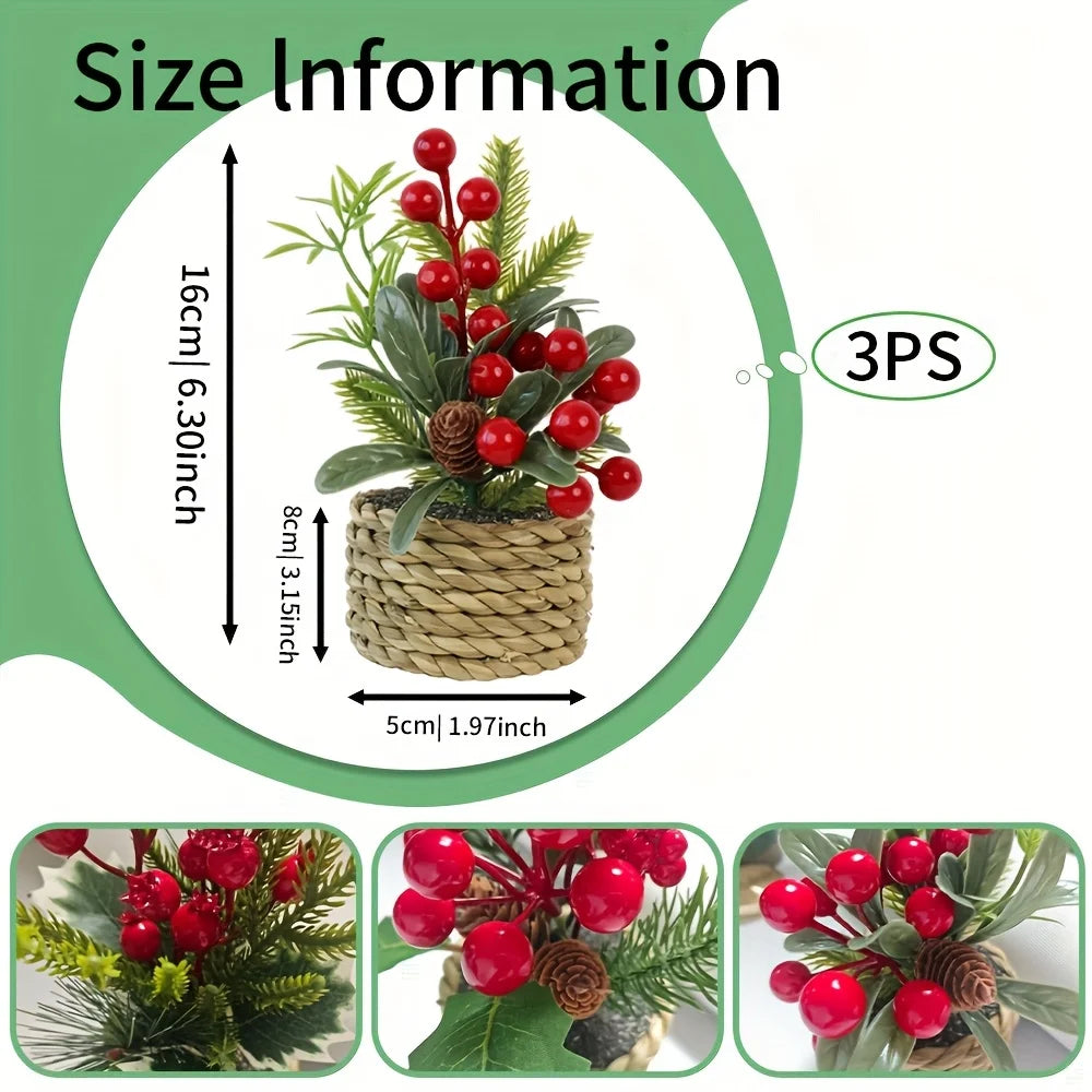 bouquet artificiel noël baies rouges cône pin feuilles vertes décoration intérieure