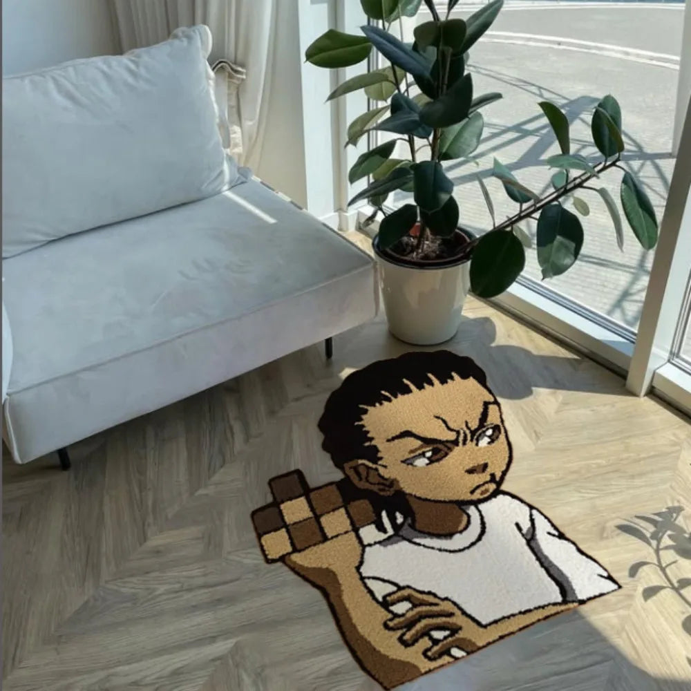 tapis dessin animé antidérapant polyester confortable moderne intérieur extérieur blanc marron noir(pixelisé) 50cm 100cm
