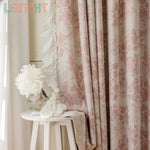 rideau opaque fleurs beige rose pâle classique romantique salon chambre