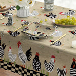 nappe rustique motif poules plumes herbe verte moderne rectangle maison table manger polyester réutilisable