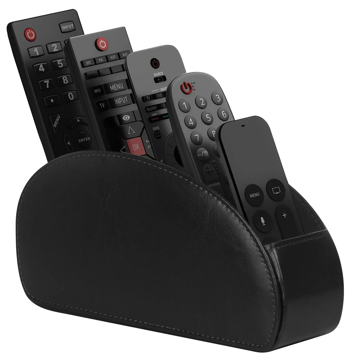 porte télécommandes réutilisable simili cuir noir moderne compartiments rangement salon