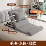 lit pliant moderne gris toile lin coussin oreiller support tablette