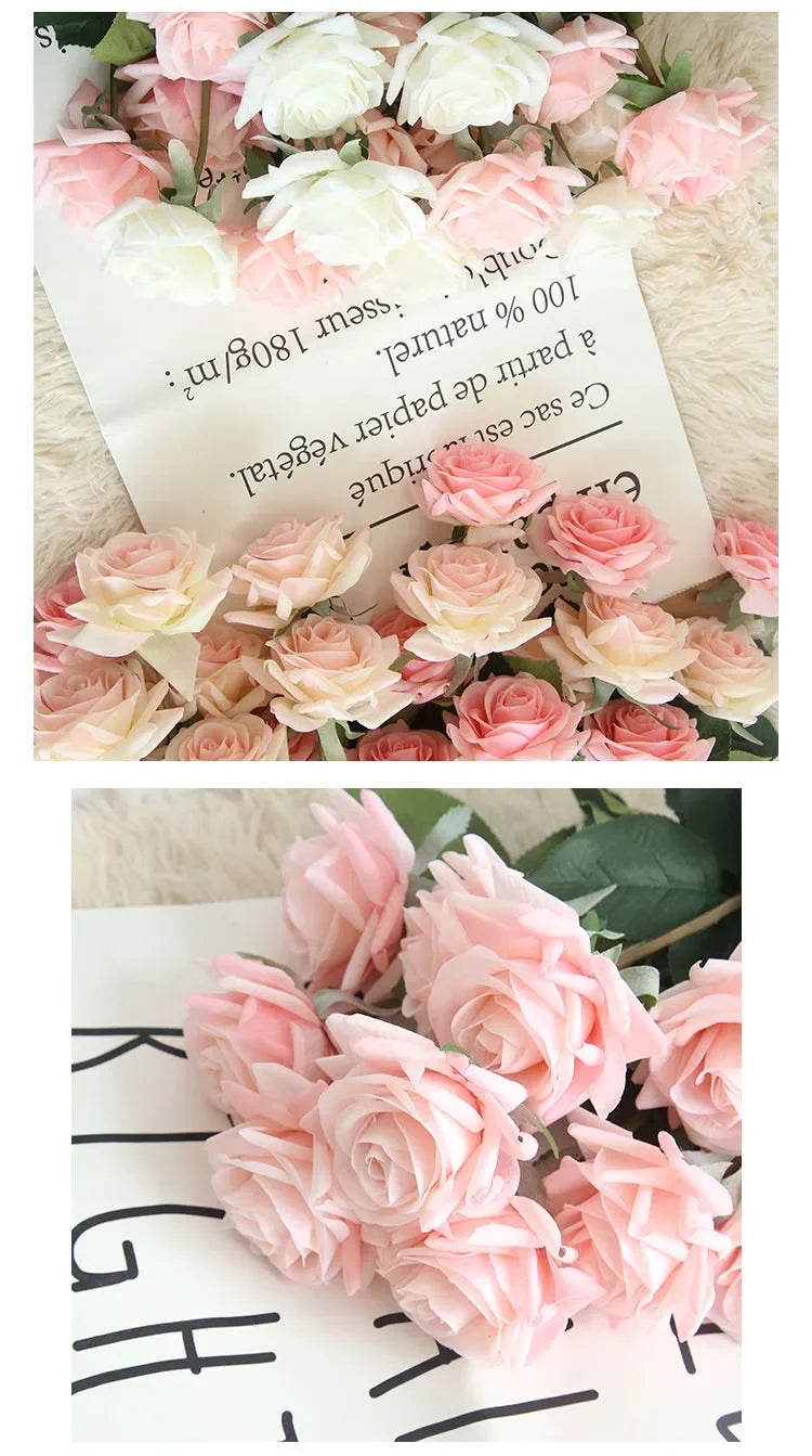 décoration intérieure bouquets roses artificielles rouge rose blanche anniversaire mariage festive automne