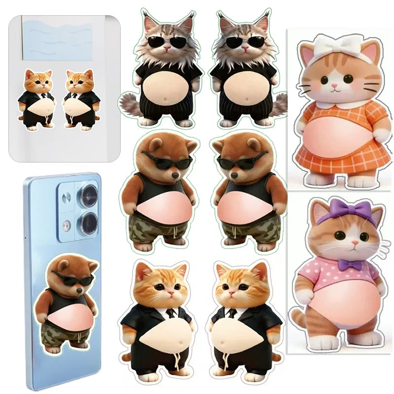 autocollants 3D animaux cartoon orange noir beige gris stickers téléphone réfrigérateur porte
