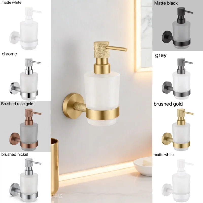 Distributeur savon liquide mural moderne rose gold nickel brossé noir mat blanc matchrome