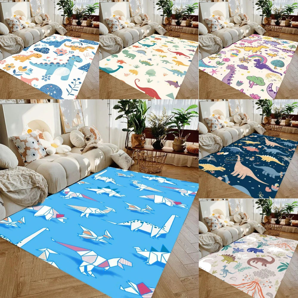 tapis sol enfant dinosaure motif animaux décoration chambre salon moderne doux polyester coloré