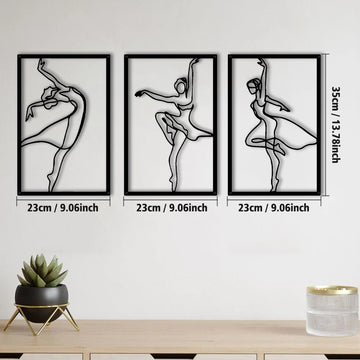 décoration intérieure plaque métal silhouette danseuse minimaliste noirs set pièces