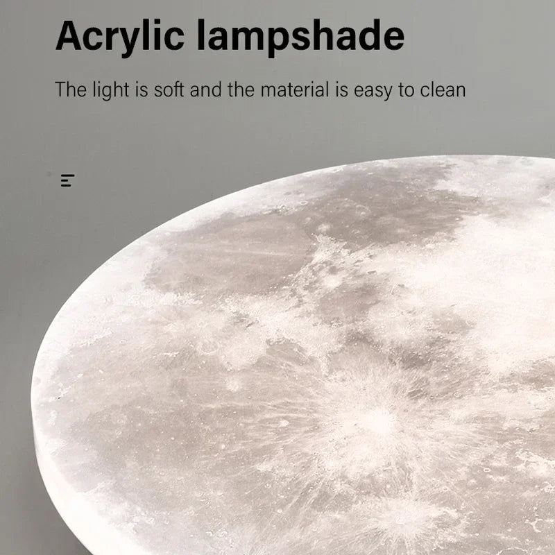 lampe moderne lune texture blanc gris réglable intensité 36w 48w