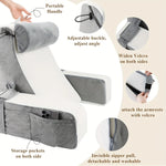 coussin repos pliable ergonomique velours gris blanc support lombaire portable