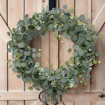 guirlande feuilles eucalyptus vertes fleurs blanches decoration exterieur naturelle rustique 180cm impermeable reutilisable