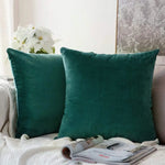 housse coussin carrée velours uni canapé salon décoration maison 45x45cm
