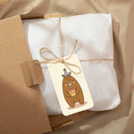 étiquettes cadeaux anniversaire ours gâteau 50 pièces beige marron rose bleu