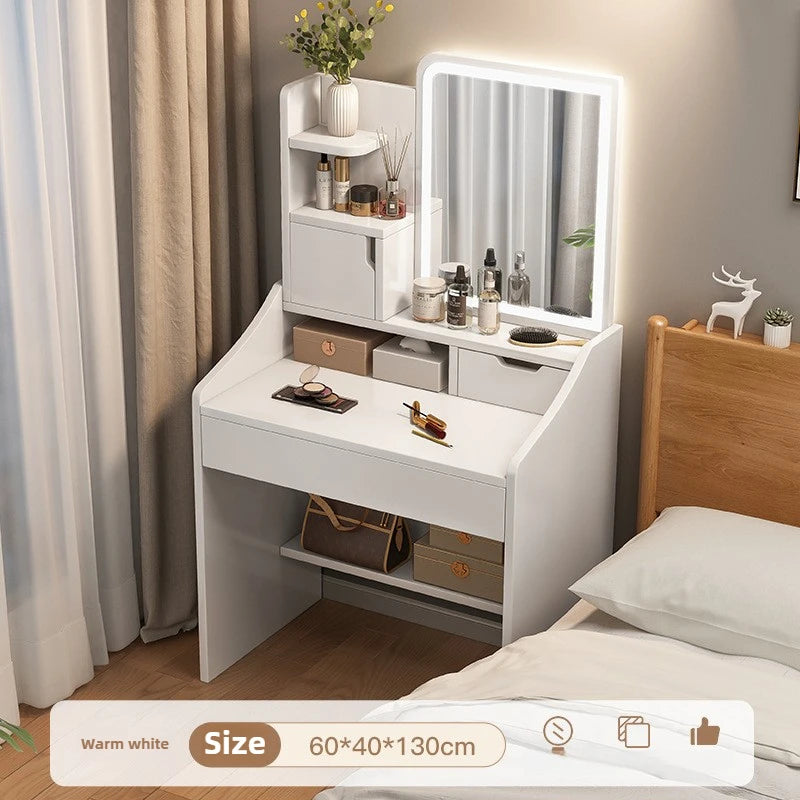 table maquillage moderne miroir lumineux tabouret blanc mdf chambre coucher