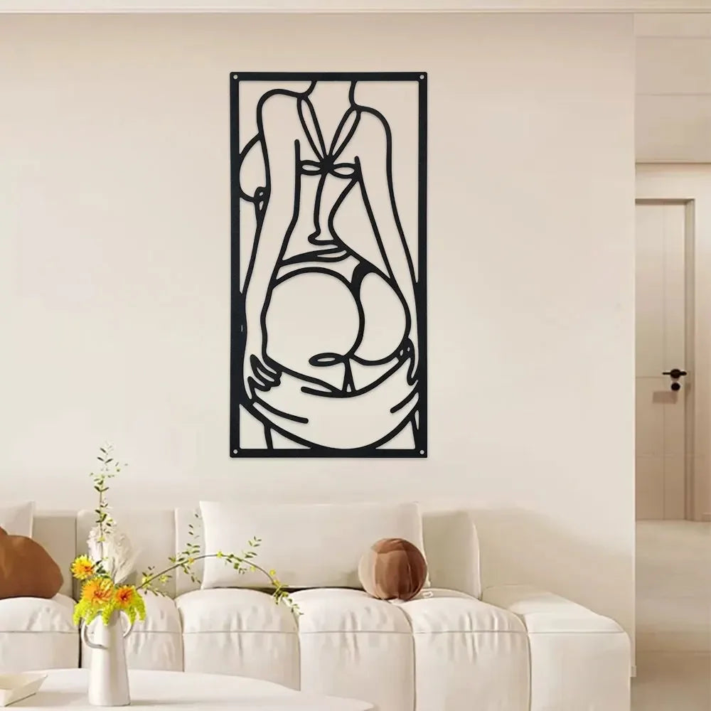 sculpture murale abstraite contemporaine métal couleur noire minimalisteintérieur decoration ligne simple moderne