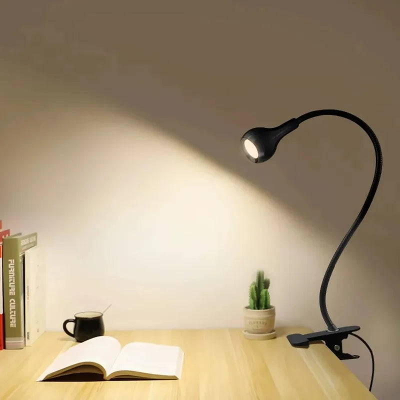 lampe flexible noir clip usb moderne lecture étude chambre chevet