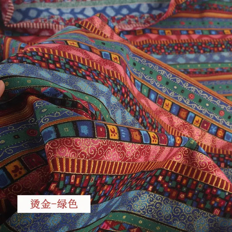 tissu coton lin motifs géométriques ethniques rouge bleu printemps automne hiver mariage fêtes traditionnel
