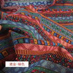 tissu coton lin motifs géométriques ethniques rouge bleu printemps automne hiver mariage fêtes traditionnel