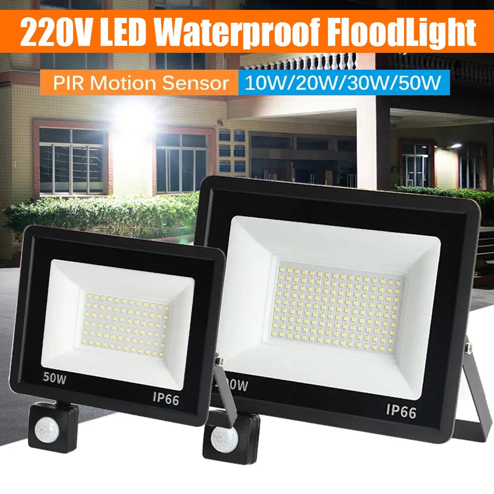 projecteur led noir moderne cale fer ip66 sensor 120 degré angle détection minutes lumière