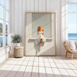affiche toile femme lisant livre moderne abstraction tons neutres deco salon chambre