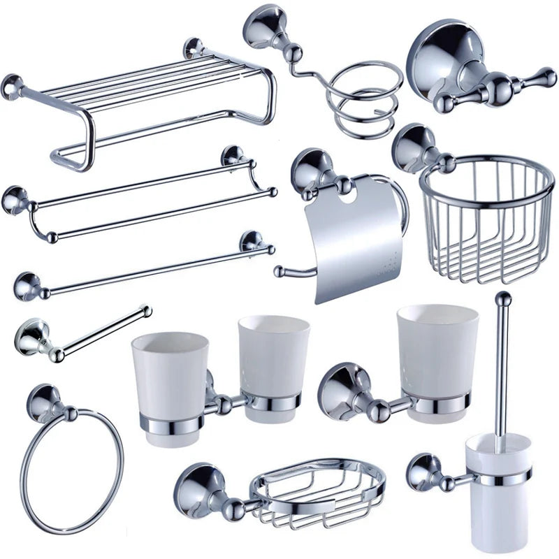 accessoires salle bain chrome moderne porte serviettes papier toilette porte savon élégants fixations vis