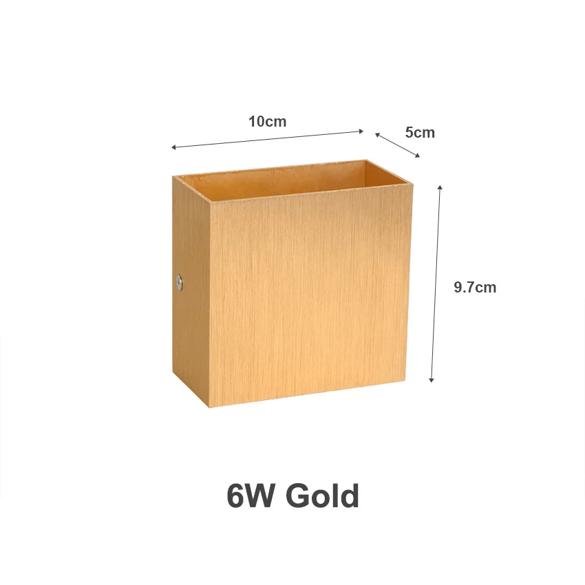 applique murale moderne 6W LED 90 260V aluminium bois naturel doré fixée mur