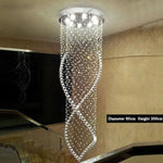 lustre moderne cristal transparentes argentées spirale élégant led suspension intérieur grande taille fixations ø120cm