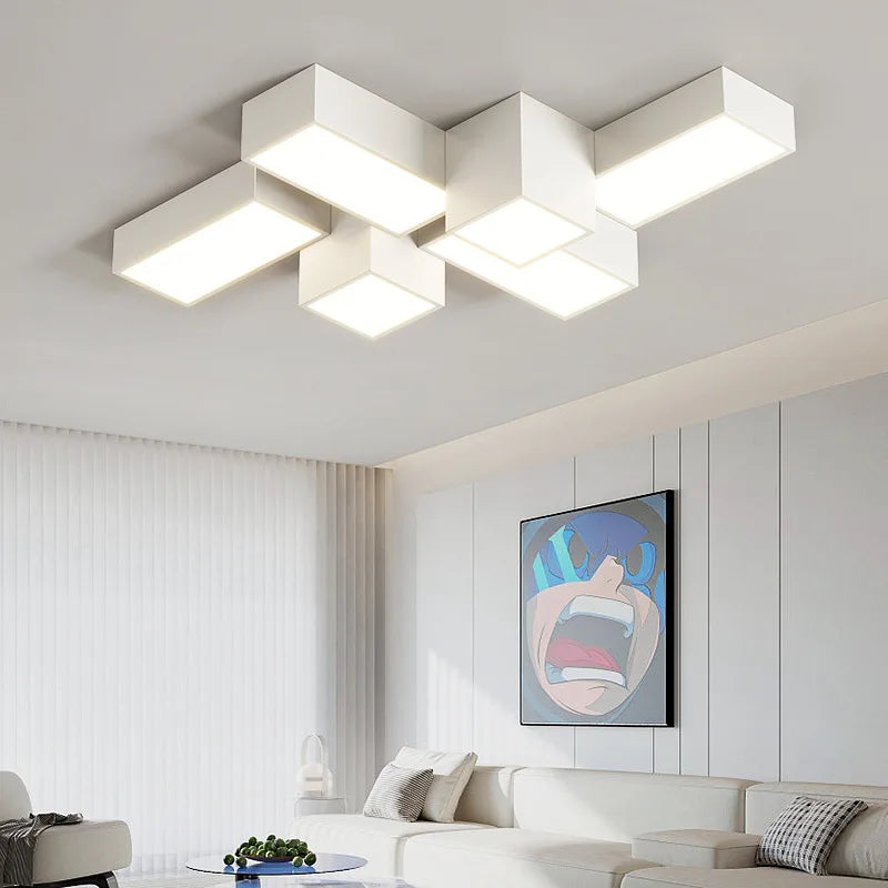 plafonnier led blanc noir moderne minimaliste géométrique acrylique fer autonome