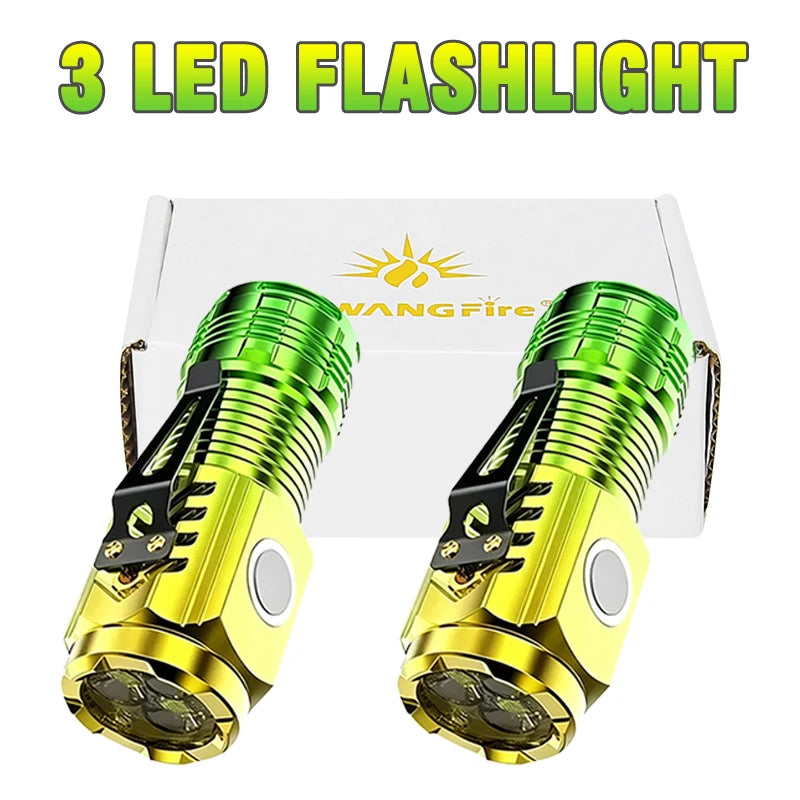 lampe torche rechargeable led verte moderne résistante chocs clip usb