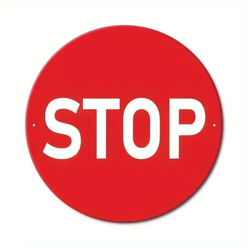 panneau signalisation interdiction stationner métal rond rouge blanc garage décoration murale extérieur voiture interdit