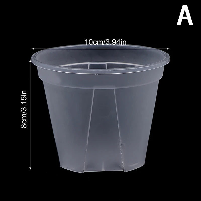 pot fleurs transparent moderne plateau dimension 10cm 12cm 14cm plastique