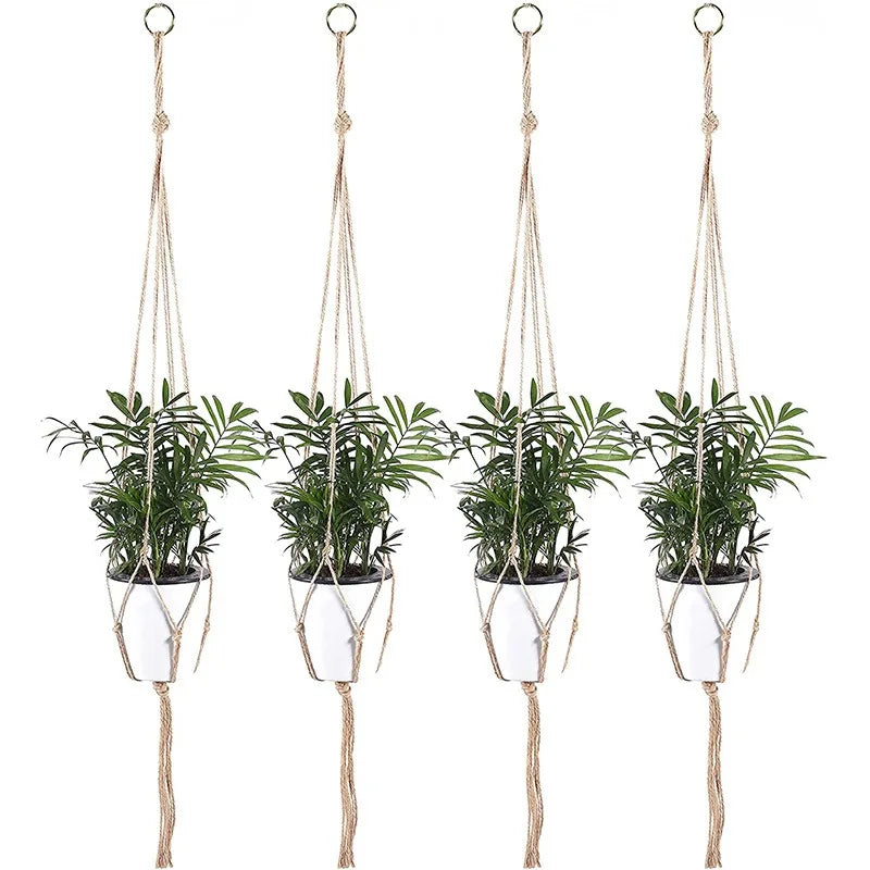 sacs fleurs suspendus macramé boho noir blanc anneaux métalliques rustique