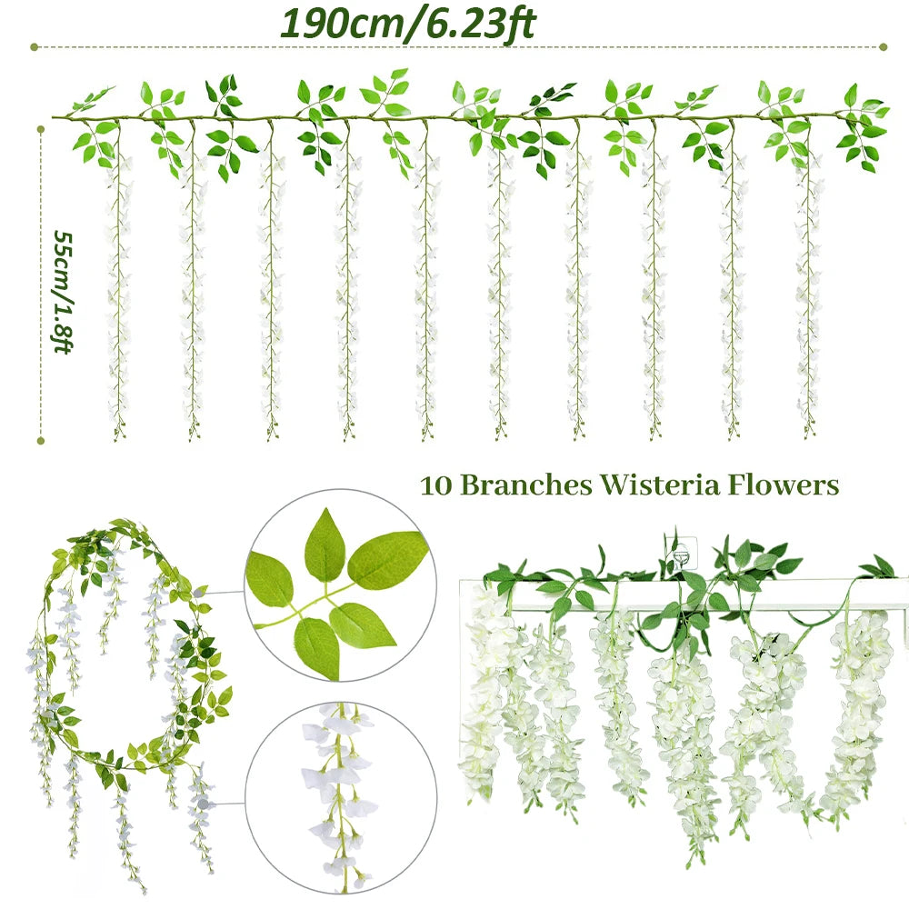 guirlande fleurs artificielles blanc vert intérieur mariage romantique décoration chambre coucher festive