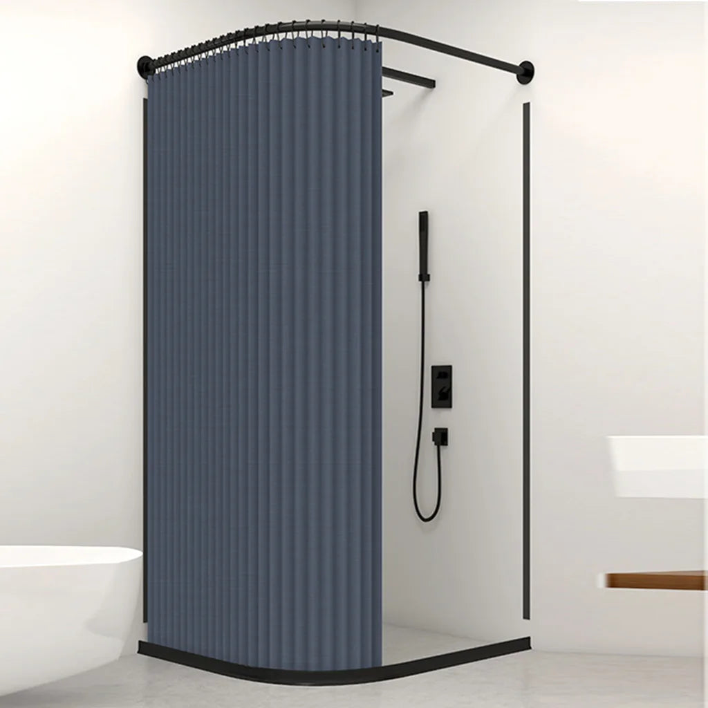 cabine douche pliante rideau polyester tufté beige gris bleu marine rayures verticales moderne tringle