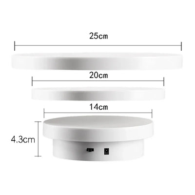 Plateau tournant électrique 360° blanc pour présentation de bijoux