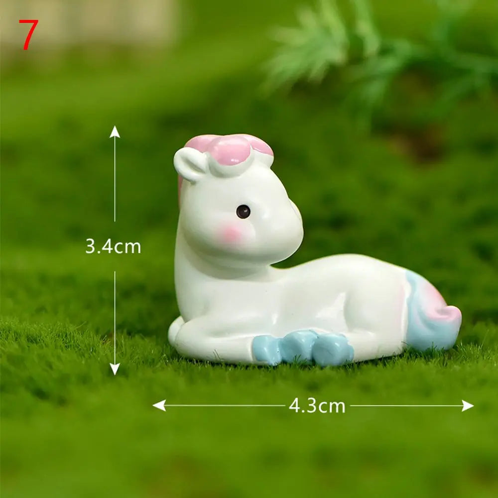 figurines animaux résine polie cartoon mignon dessin animé blanc bleu rose jaune vert accessoire
