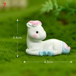 figurines animaux résine polie cartoon mignon dessin animé blanc bleu rose jaune vert accessoire