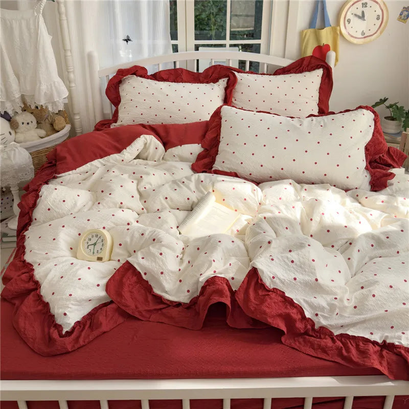 ensemble literie princesse housse couette drap taies oreiller fleurs roses romantique doux
