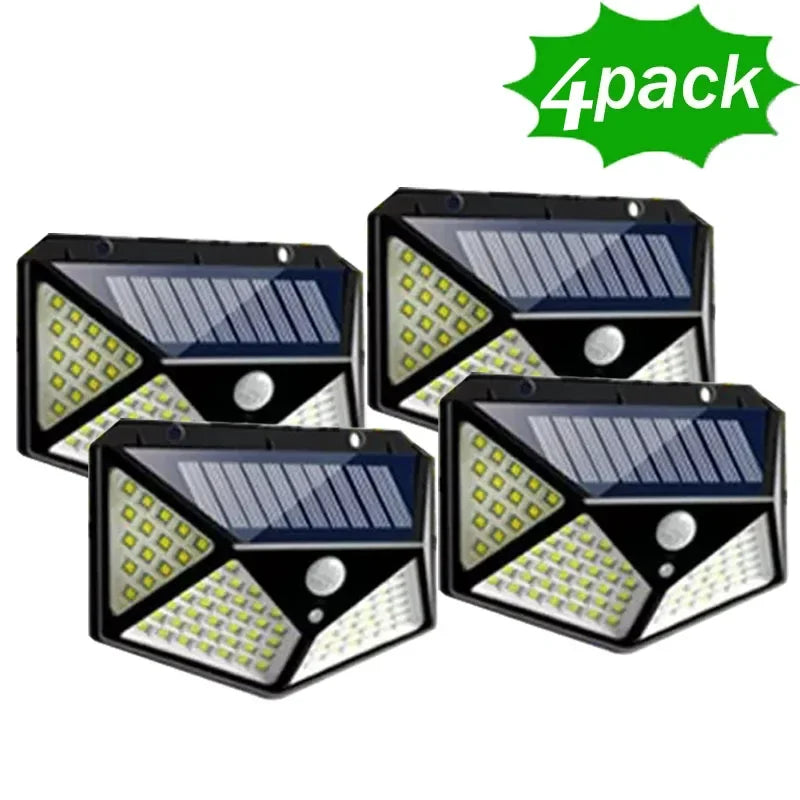 lumière solaire led capteur mouvement ip65 protection moderne noire quadrilléeextérieur autonomepas cher camping jardin