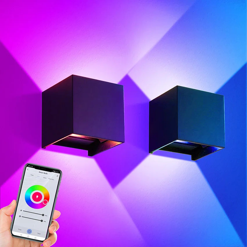 applique murale led noire contemporaine wifi zigbee contrôles app voice