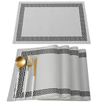 serviettes table classiques motif géométrique rouge gris bleu marine beige