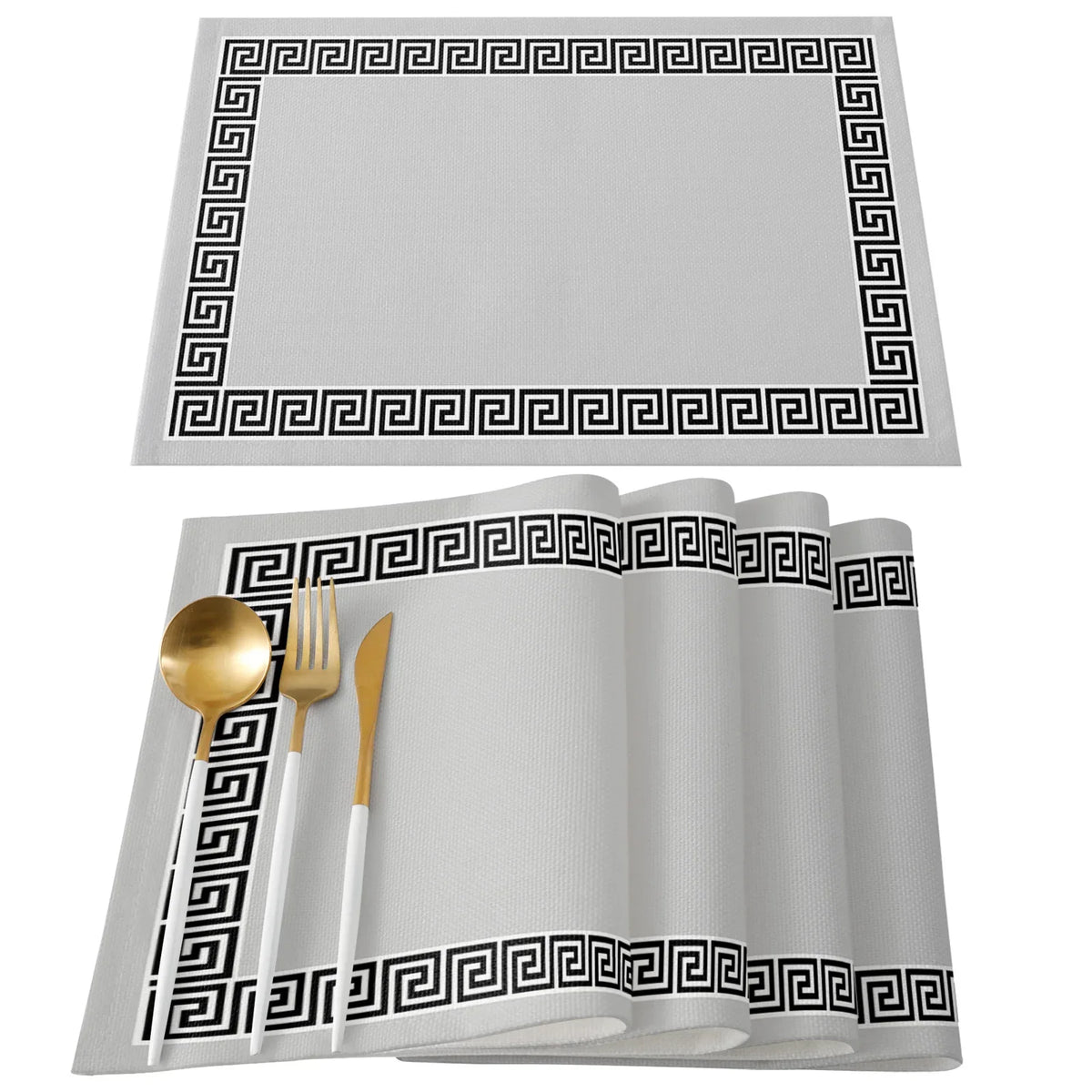 serviettes table classiques motif géométrique rouge gris bleu marine beige
