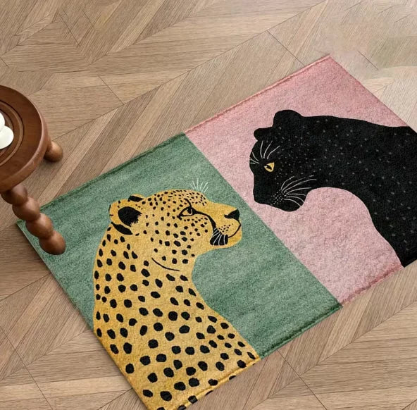 tapis léopard moderne polycolore anti dérapant résistant extérieur salon chambre bain 30x50cm 40x60cm 50x80cm