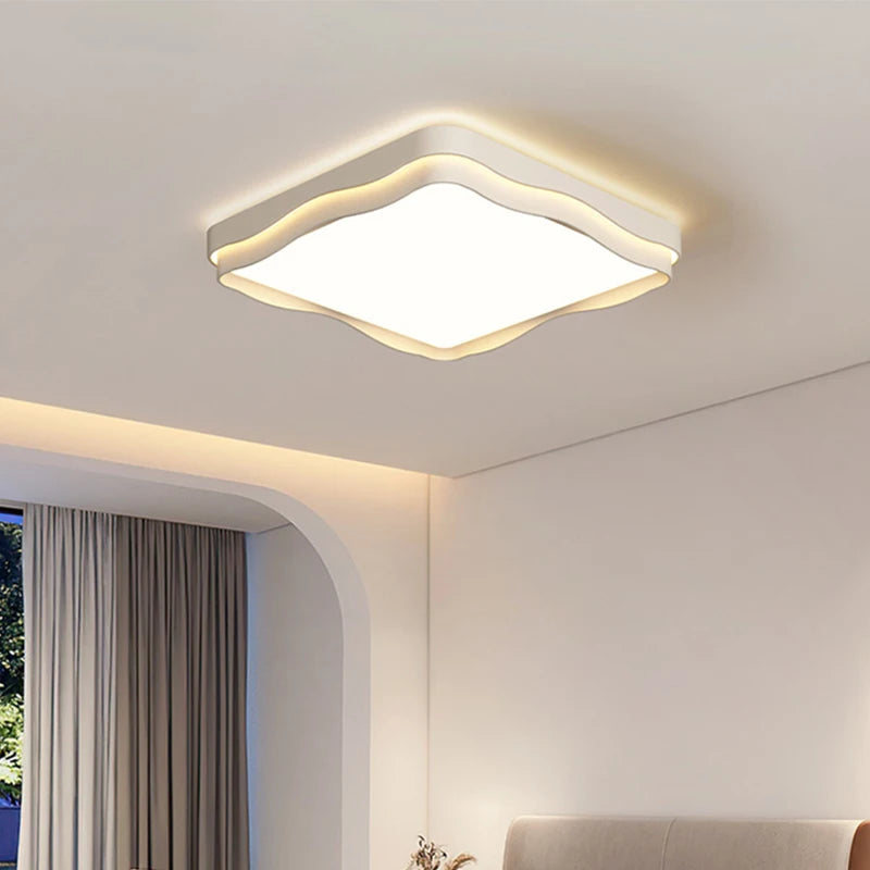 plafonnier led moderne blanc beige rond ondulé mat intérieur minimaliste intensité variable toucher