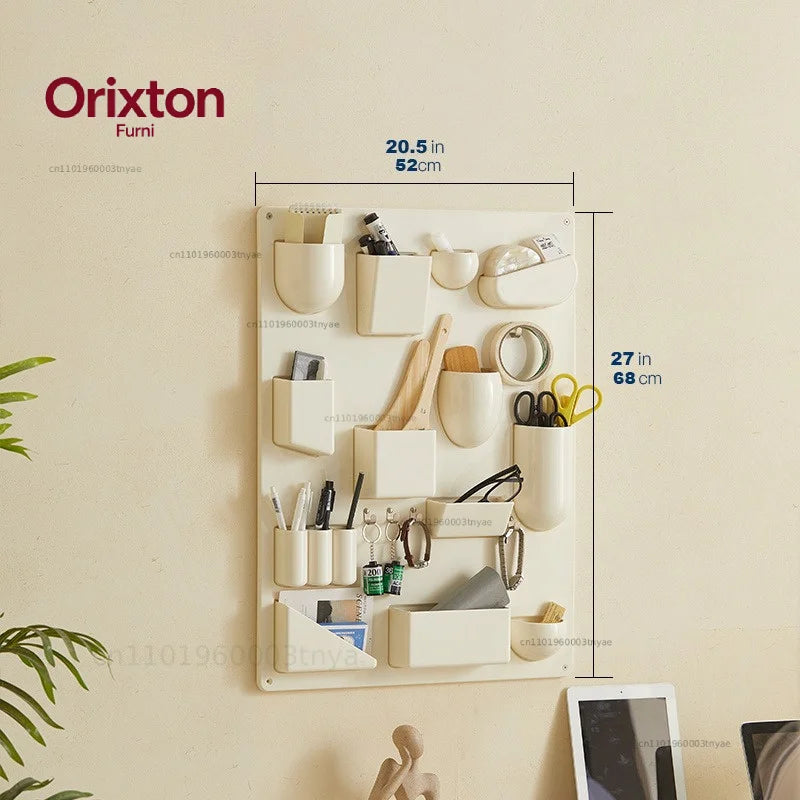 panneau rangement mural moderne blanc 15 compartiments vis fixation 52x68cm