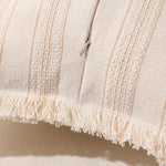 housse coussin boho chic rayé beige blanc rustique zipper 30x50cm