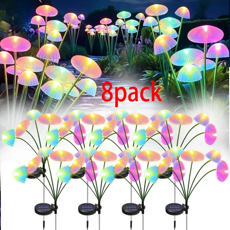 lampes solaires led champignons multicolores modernes extérieures autonomes étanches patios jardins