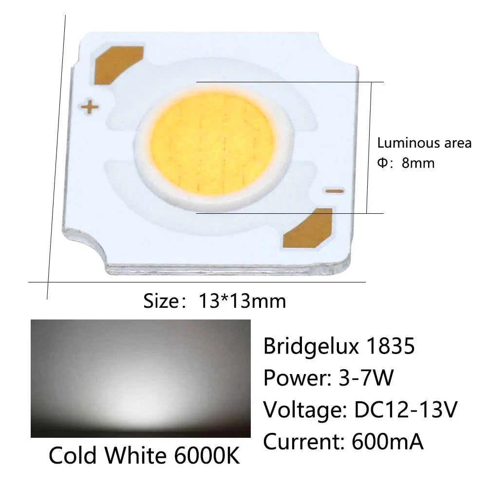 LED BridgeLux 1835 7W 12V 600mA blanc chaud neutre froid carré moderne 360 840LM