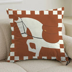 taies d'oreiller carrées modernes motif géométrique chevaux marron blanc opaques 45x45cm polyester